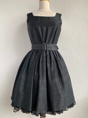 Raw Silk Party Frock and Voluminous Petticoat - Two Pieces